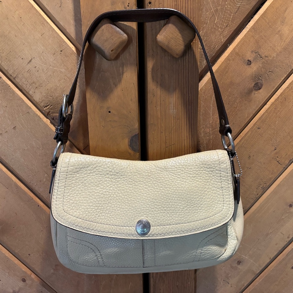 Coach Ivory and Dark Brown Shoulder Bag
